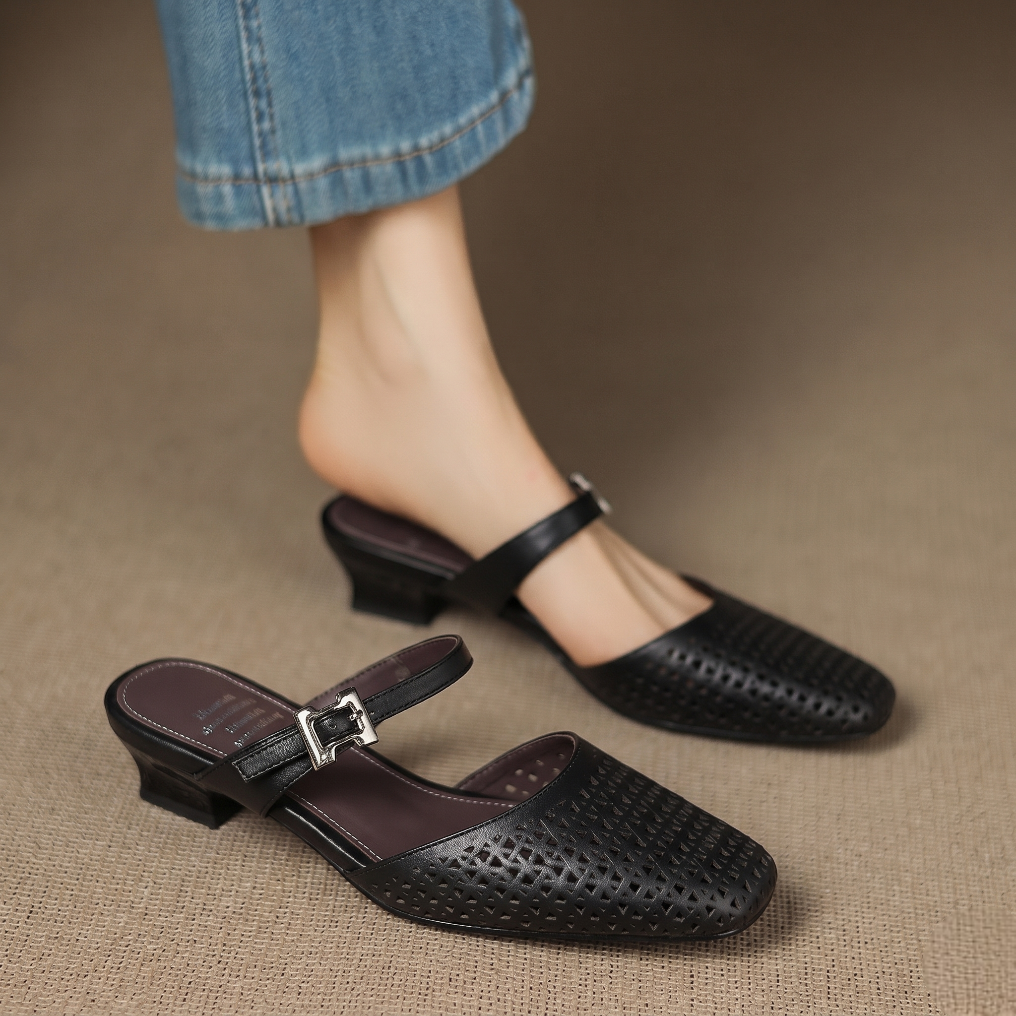Véritable Mules en Cuir Ovia