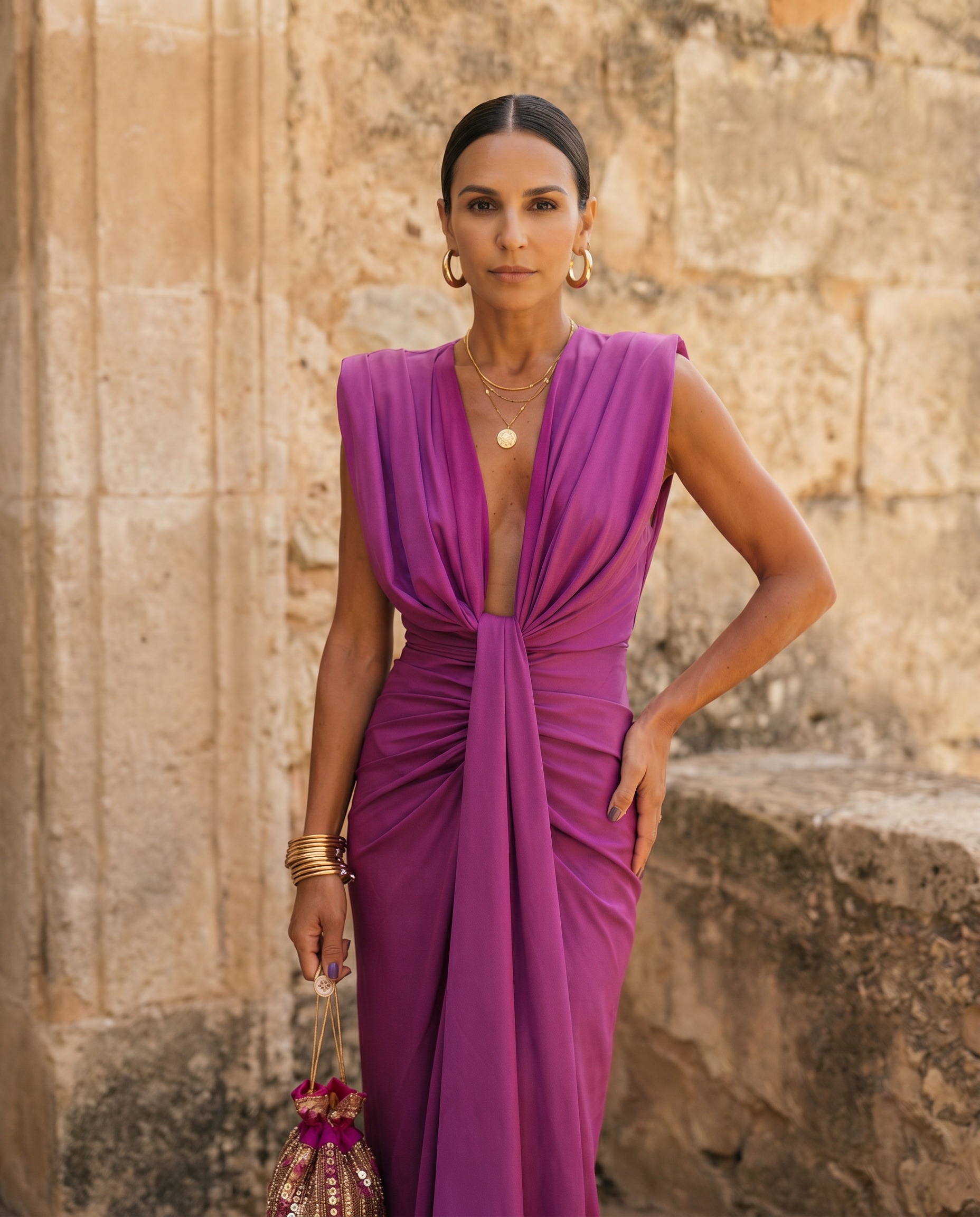Selena | Robe Drapée Éclatante