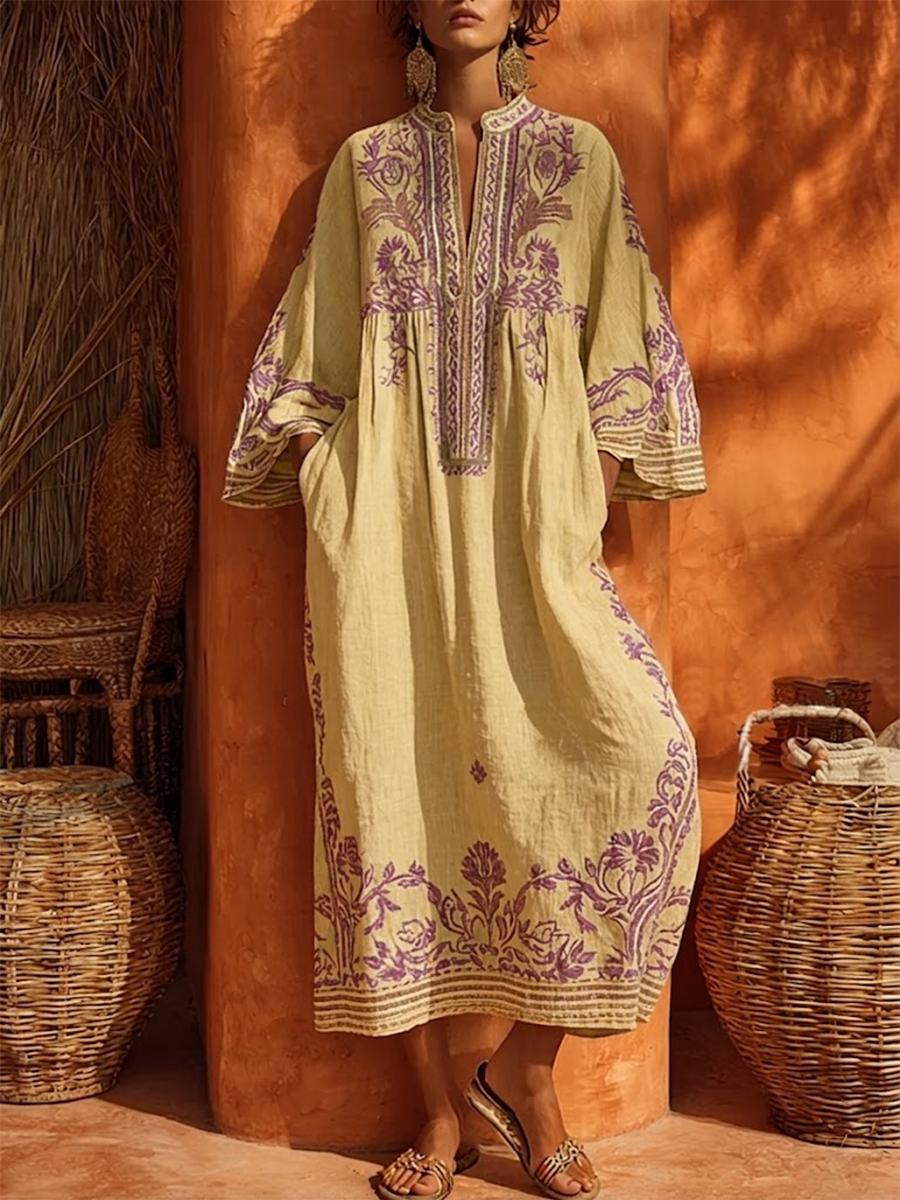 Robe Bohème Brodée Méditerranéenne