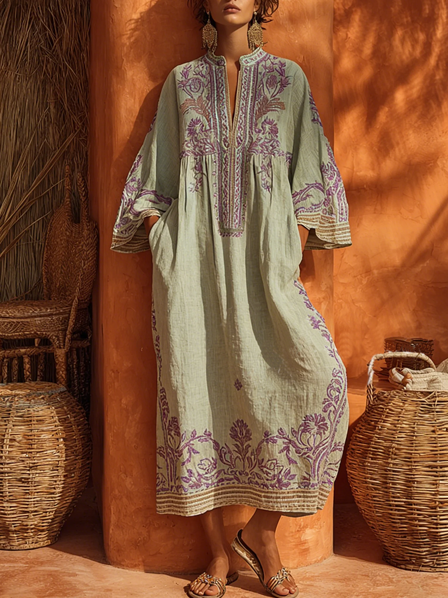 Robe Bohème Brodée Méditerranéenne