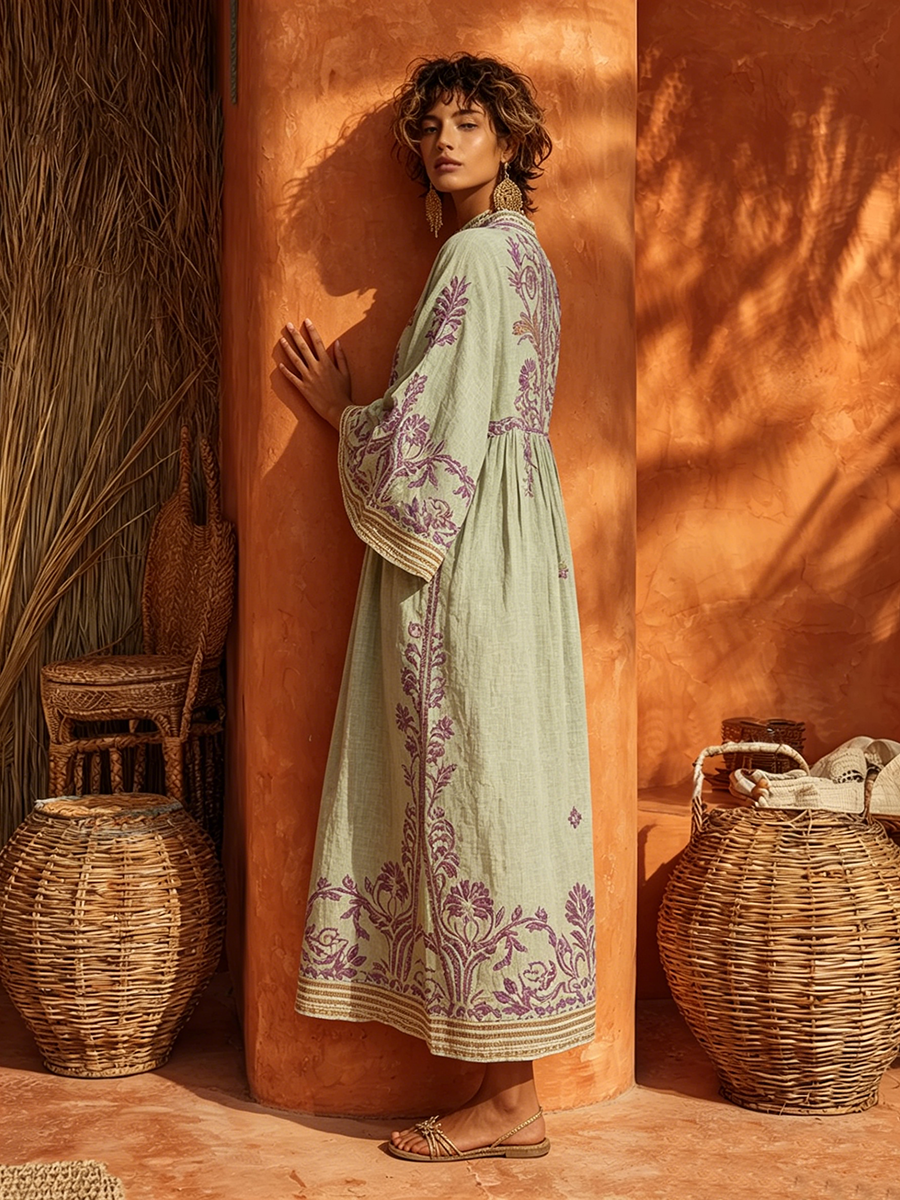 Robe Bohème Brodée Méditerranéenne
