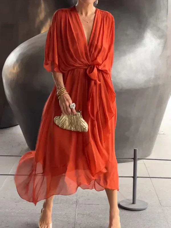 Robe en mousseline col V