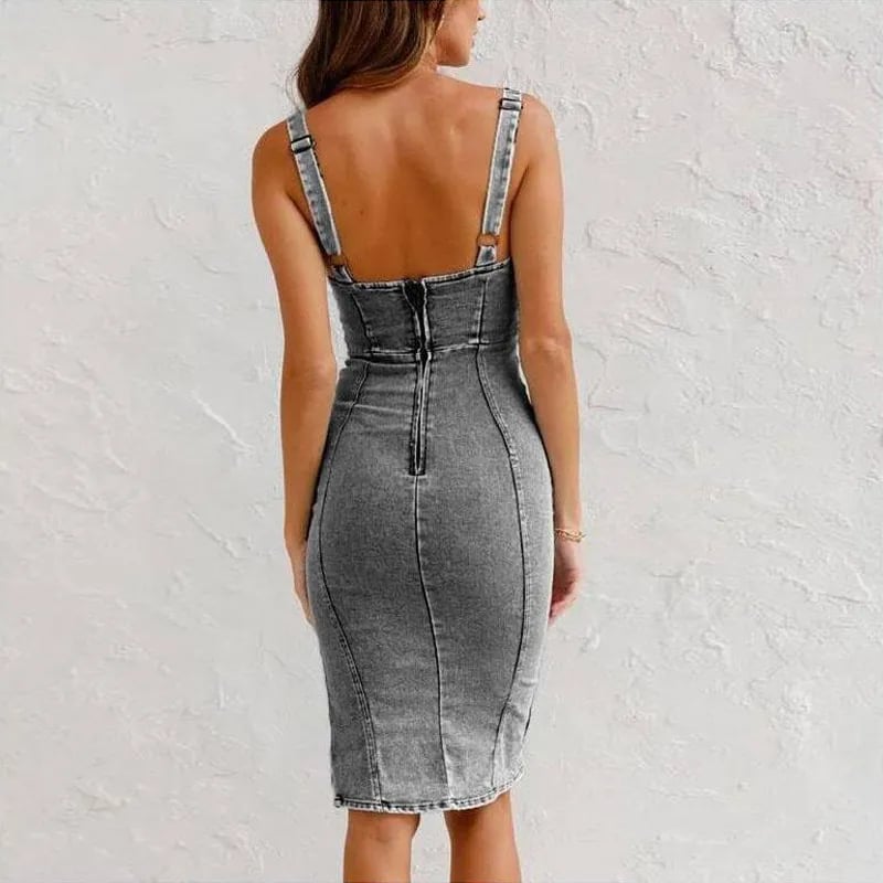 AliceLeon™ | Robe Camisole Ajustée en Denim